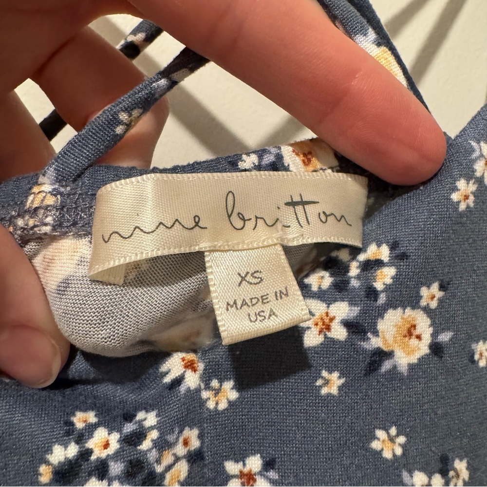 NINE BRITTON Lizzy Maternity Brushed Knit Dress XS Blue Floral - Picture 8 of 14